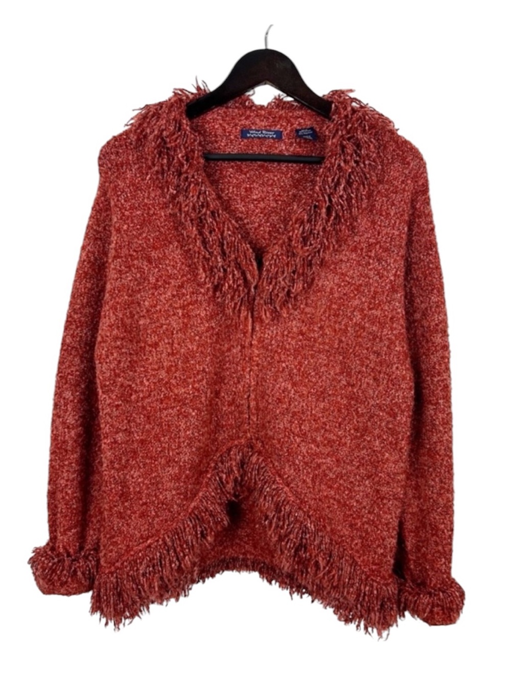 Wind River Fringe Sweater Women's Size M/L Orange Full Zip